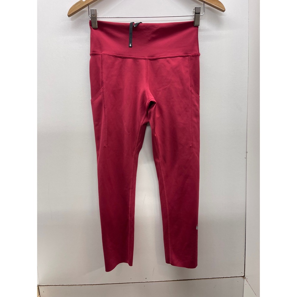 Nike Dri-FIT Women Running Leggings Berry Pink Pockets Perforated Small